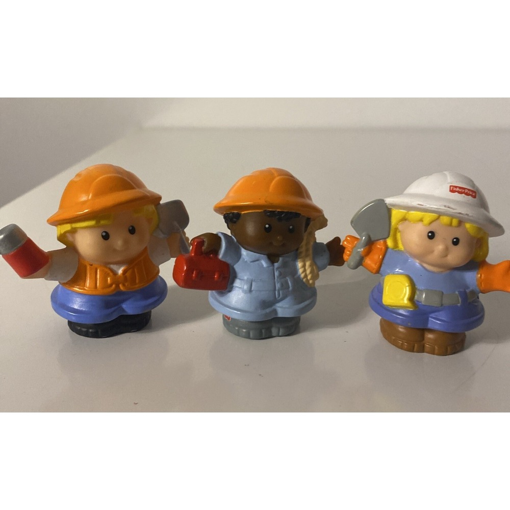 Fisher Price Little People Lot Of 3 Construction Worker Figures- Hard Hat